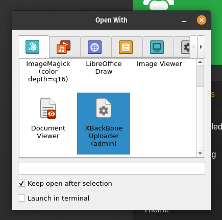 After selecting the previous option, you can choose the XBackbone Uploader to upload the screenshot